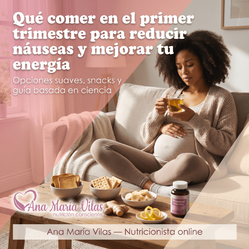 mujer embarazada comiendo alimentos suaves para aliviar náuseas
