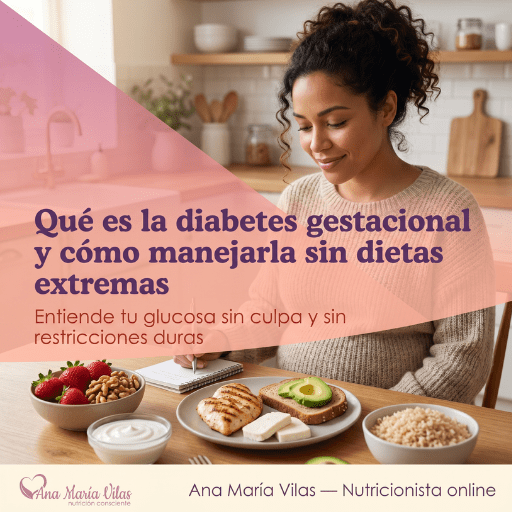 mujer embarazada revisando su plan de alimentación para diabetes gestacional