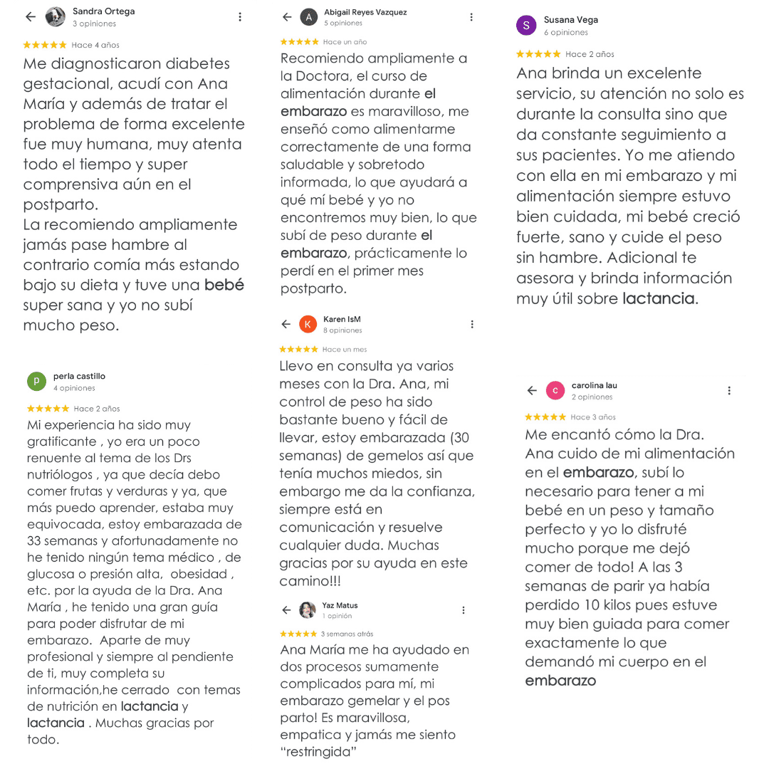 Collage de testimonios reales de mujeres que transformaron su bienestar con los cursos y el acompañamiento de Ana María Vilas.