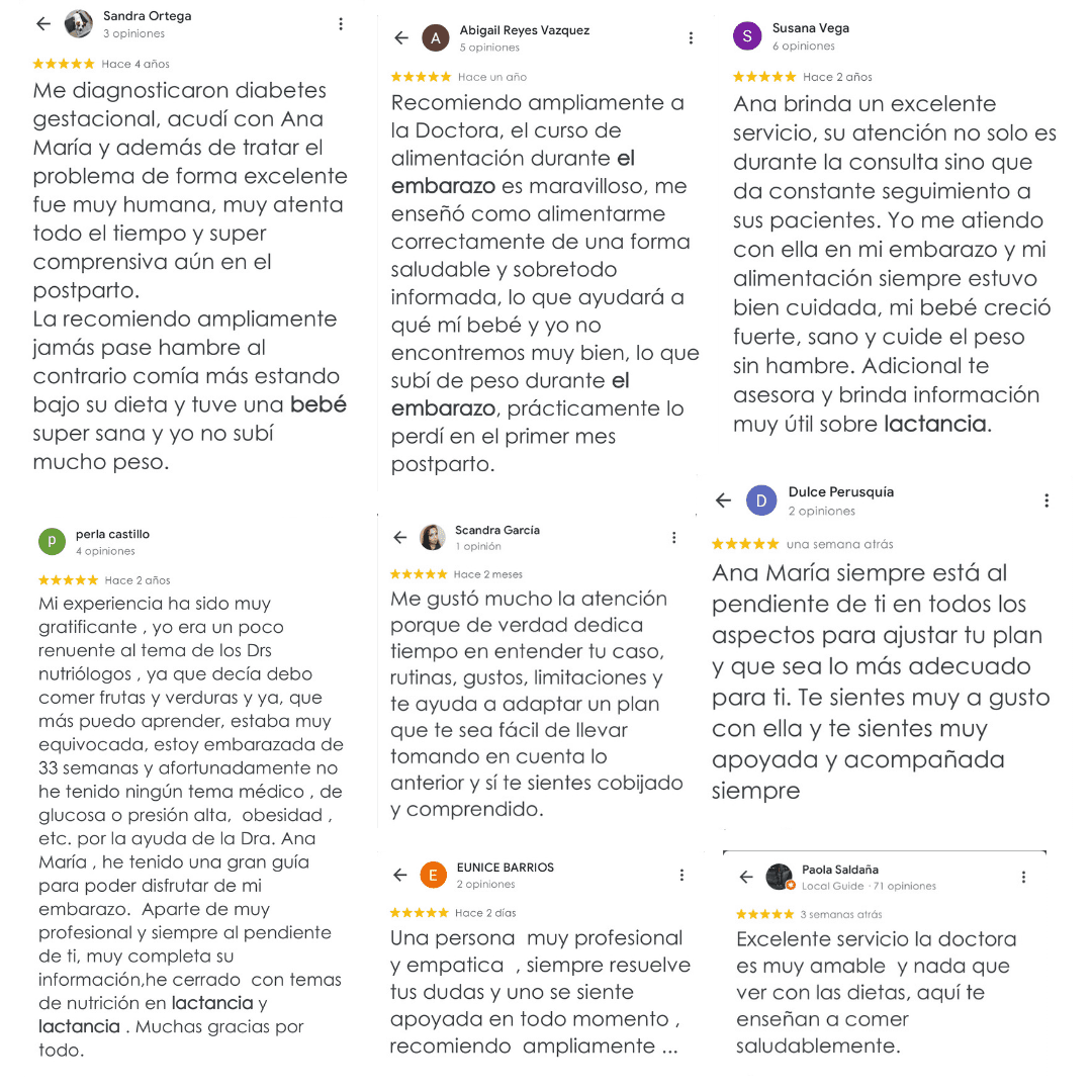 Collage de testimonios reales de mujeres que han tomado los cursos y paquetes de Ana María Vilas, mostrando su experiencia con claridad, bienestar y acompañamiento profesional.