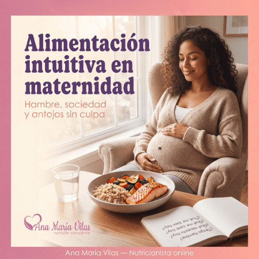 mujer en maternidad reconociendo señales de hambre y saciedad con una comida sencilla