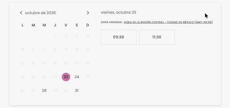 Paso 3: calendario para elegir fecha y horario de la consulta