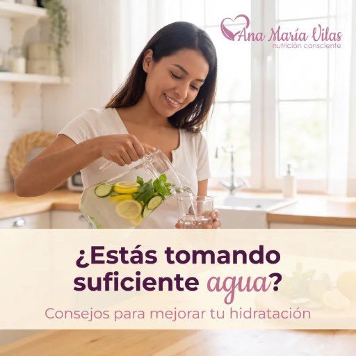 Cuánta agua tomar al día: mujer sirviéndose agua con limón, pepino y hierbabuena