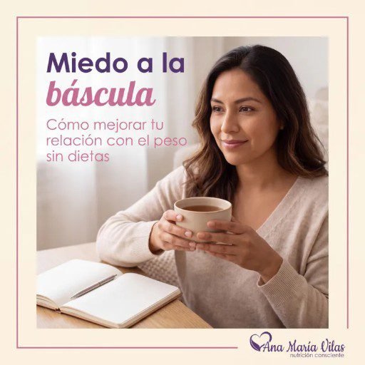 Miedo a la báscula: mujer tranquila cuidando su relación con el peso sin dietas