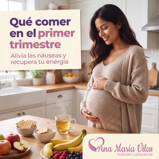 Qué comer en el primer trimestre: embarazada con galletas saladas, té de jengibre y fruta